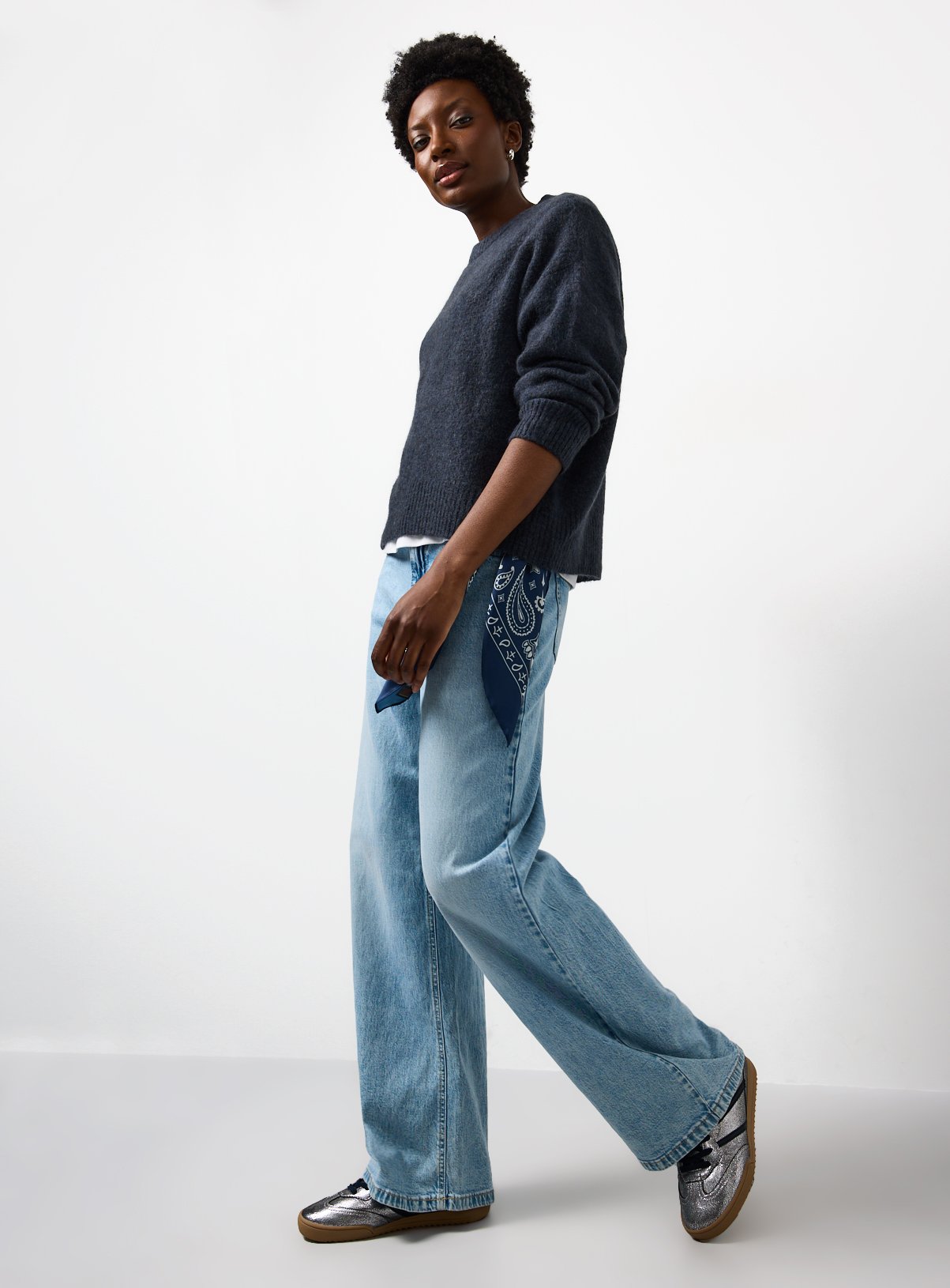 Dark Blue Alpaca Relaxed Crew Neck Jumper S - Image 2 thumbnail